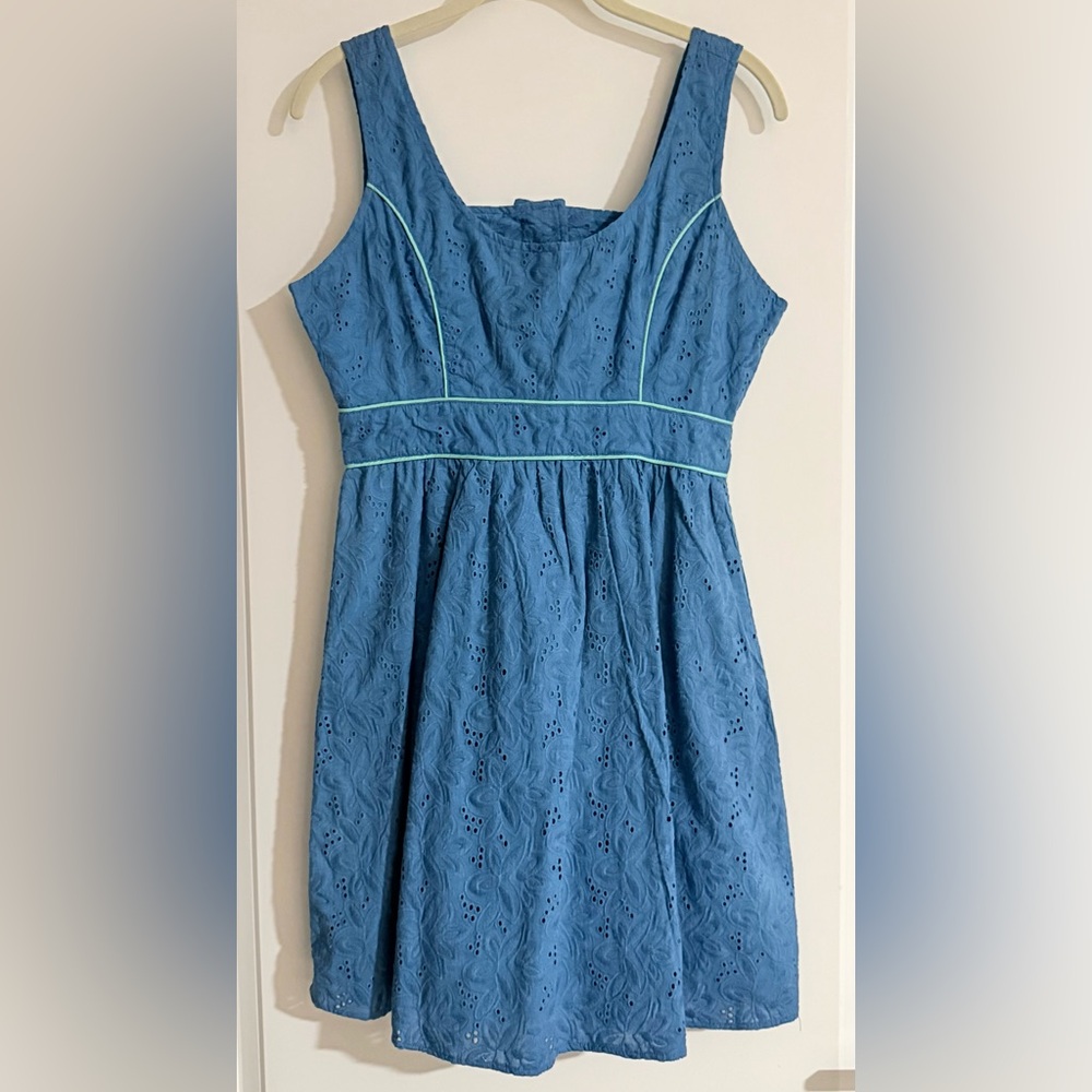 Flying Tomato Cottagecore Blue Eyelet Fit Flare Dress ModCloth Archive M